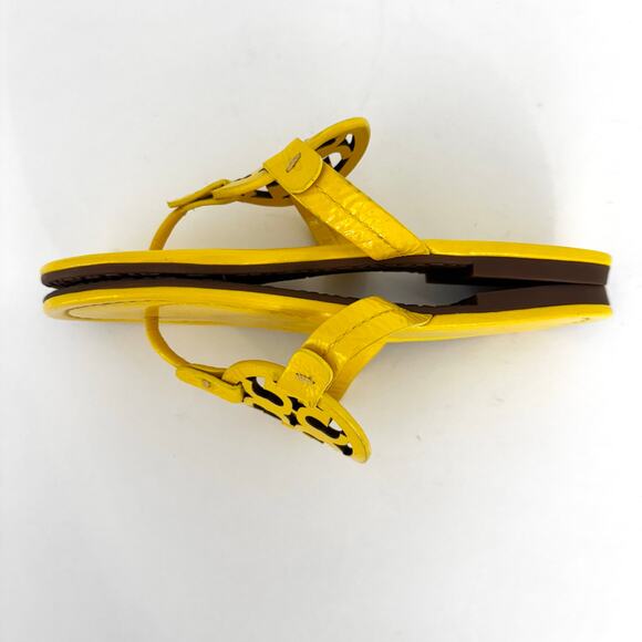 Tory Burch Miller Sandal Slippers Yellow Leather Logo | Size 6M - Picture 6 of 13